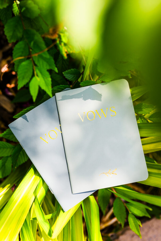 close up of green vow books in plants at the Windmill House in Northern Arizona Chino Valley